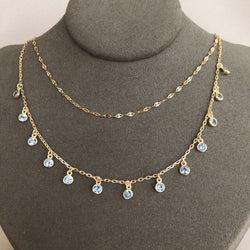 SKYBLUE CRYSTAL DROPS DOBLE LAYER