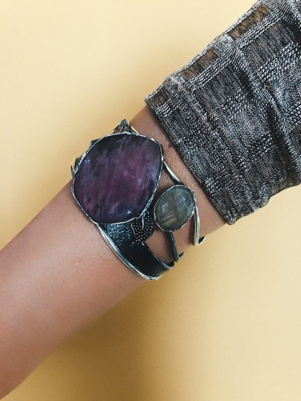 AMETHYST AND AMAZÓNITA SILVER BRACELET