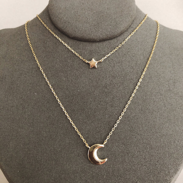MOON STAR DOBLE LAYER NECKLACE