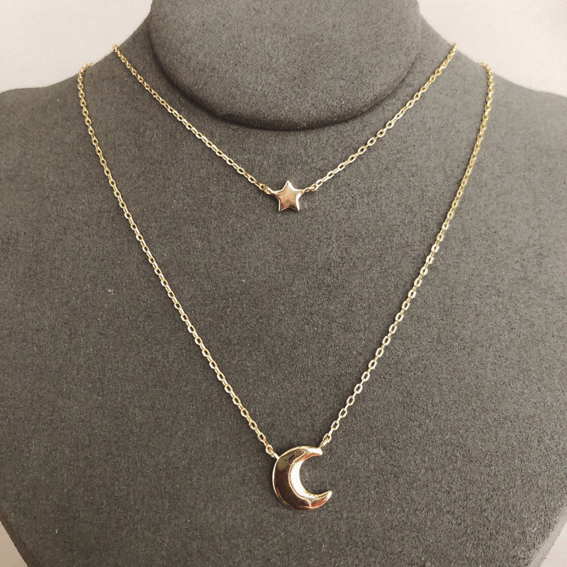 MOON STAR DOBLE LAYER NECKLACE
